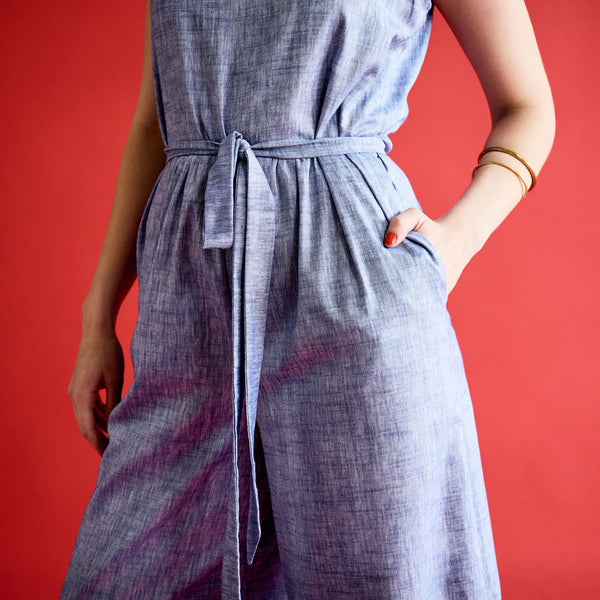 Reversible Toucan Jumpsuit - Cobalt Chambray