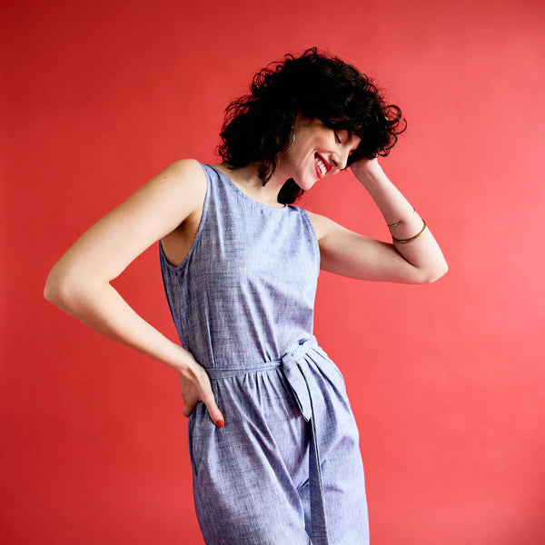 Reversible Toucan Jumpsuit - Cobalt Chambray