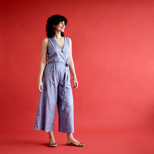 Reversible Toucan Jumpsuit - Cobalt Chambray