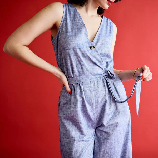 Reversible Toucan Jumpsuit - Cobalt Chambray