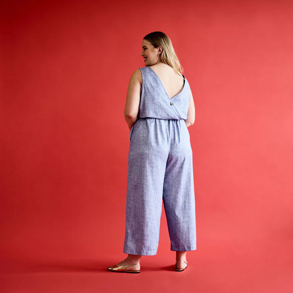 Reversible Toucan Jumpsuit - Cobalt Chambray