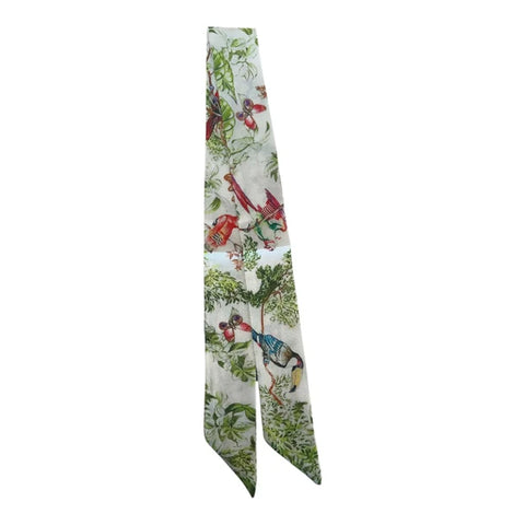 Thin Twilly Scarf – Tropical Birds & Green Botanical