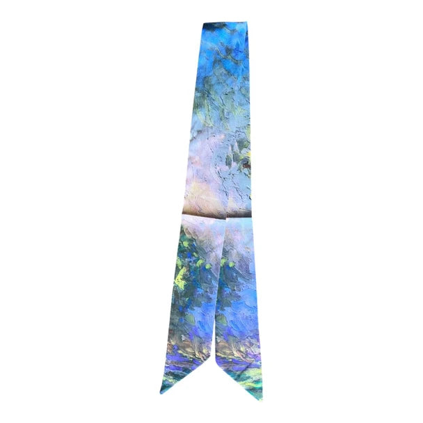 Thin Twilly Scarf – Impressionist Blue Garden