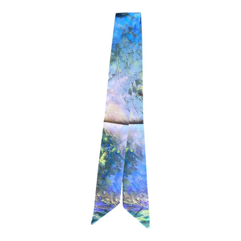 Thin Twilly Scarf – Impressionist Blue Garden