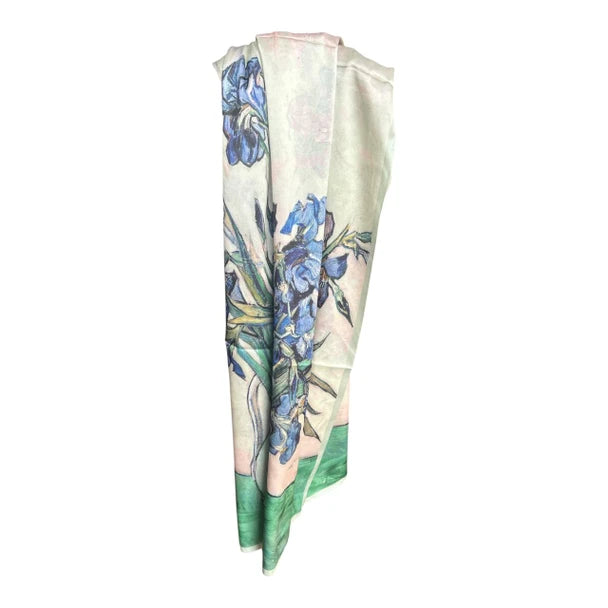 Silk Scarf – Blue Iris Garden