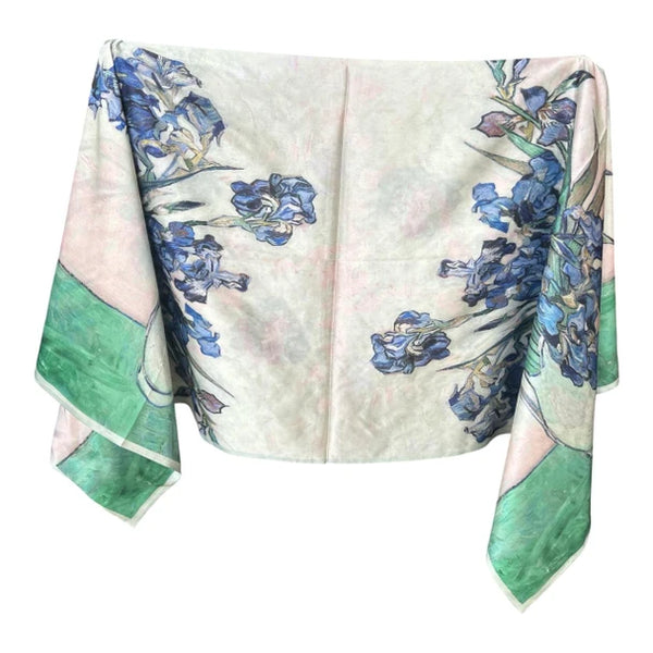 Silk Scarf – Blue Iris Garden