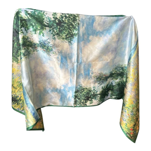 Silk Scarf – Impressionist Garden Landscape