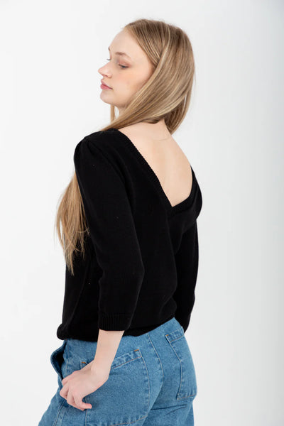 Tracey V-Knit Black