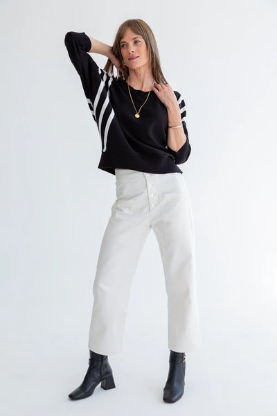 Kinda Ali Knit Black/Ivory Stripe