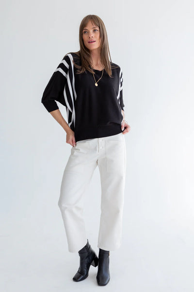 Kinda Ali Knit Black/Ivory Stripe