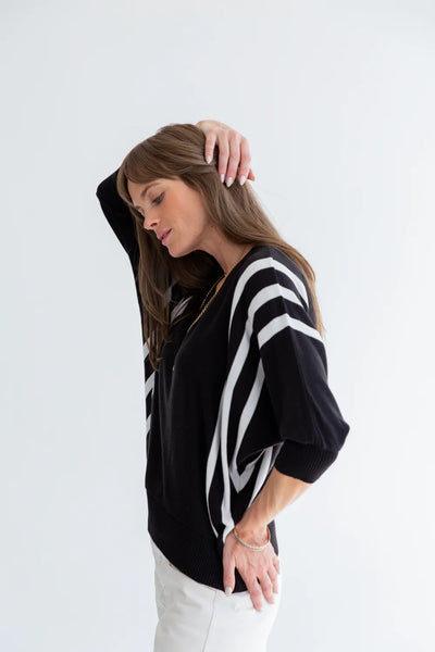 Kinda Ali Knit Black/Ivory Stripe