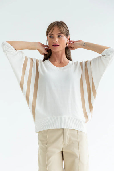 Kinda Ali Knit Ivory/Taupe Stripe