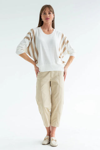 Kinda Ali Knit Ivory/Taupe Stripe