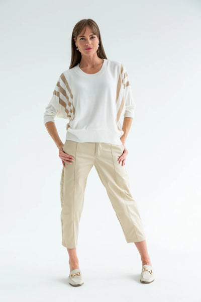 Kinda Ali Knit Ivory/Taupe Stripe