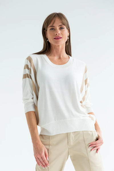 Kinda Ali Knit Ivory/Taupe Stripe