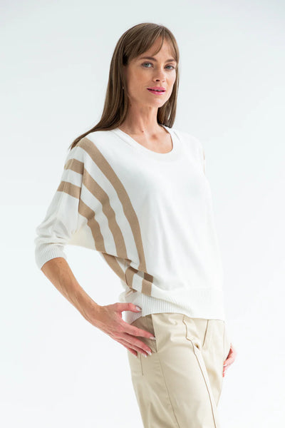 Kinda Ali Knit Ivory/Taupe Stripe