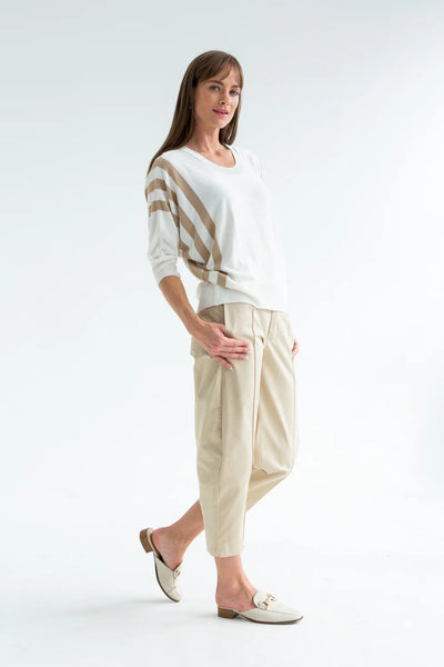 Kinda Ali Knit Ivory/Taupe Stripe