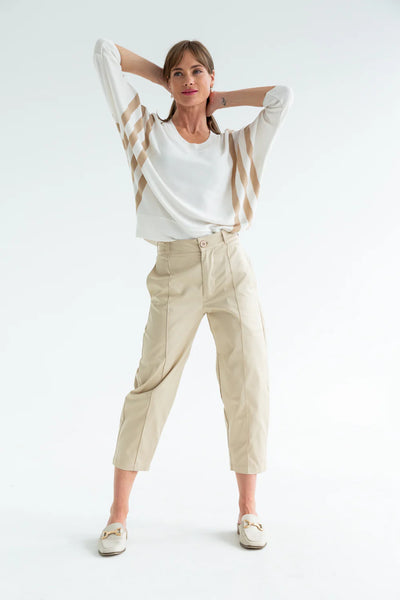 Kinda Ali Knit Ivory/Taupe Stripe