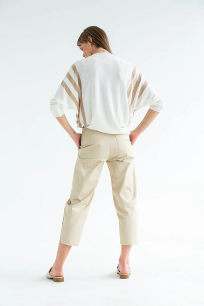 Kinda Ali Knit Ivory/Taupe Stripe