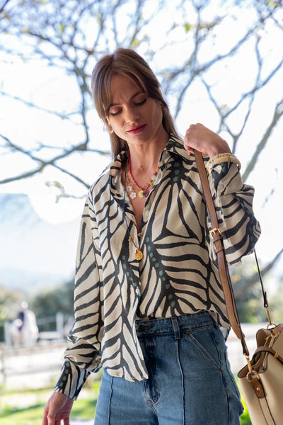 Charlie Shirt Blue Zebra Print