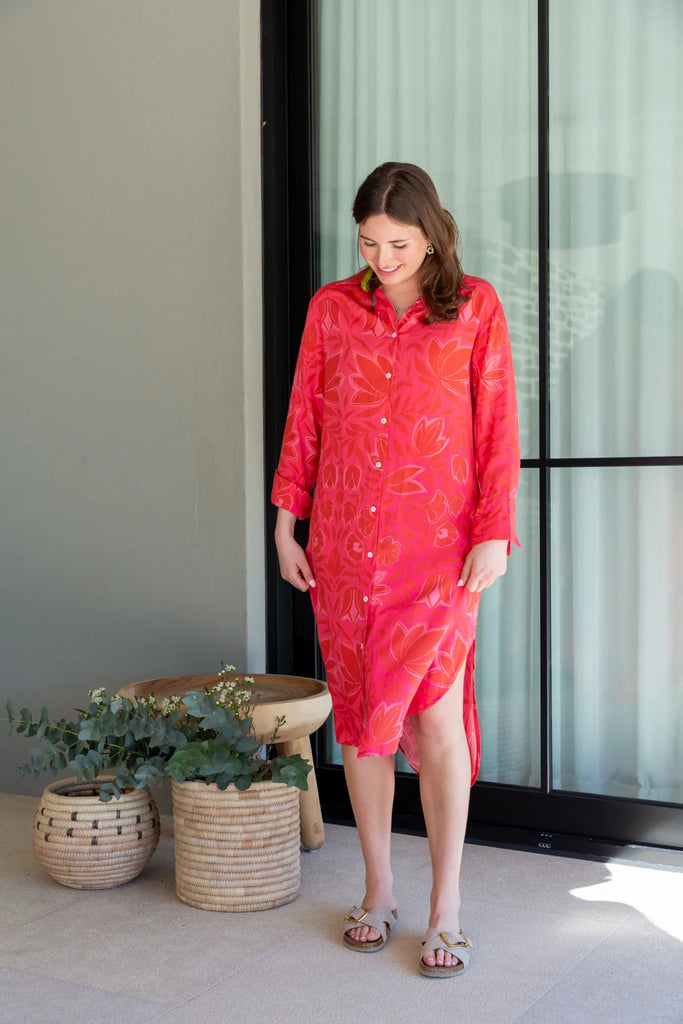 Evie Dress Pink Flower Print