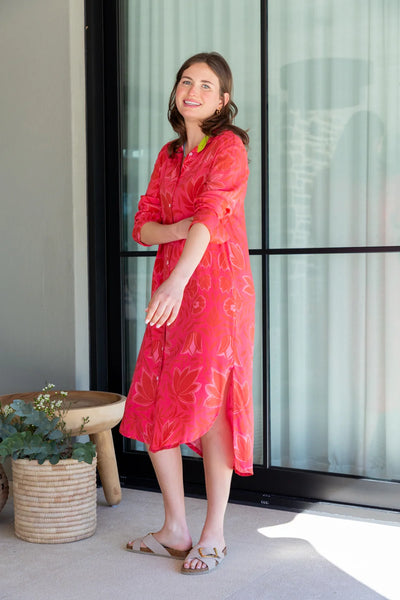 Evie Dress Pink Flower Print