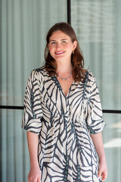 Arniston Dress Blue Zebra Print