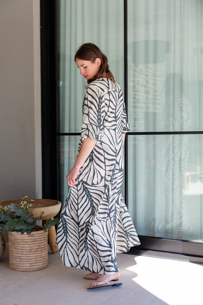 Arniston Dress Blue Zebra Print