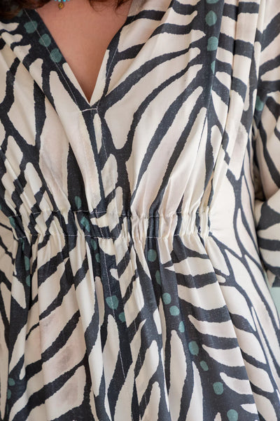 Arniston Dress Blue Zebra Print