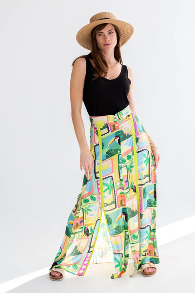 Kinda Santorini Skirt Toucan Print