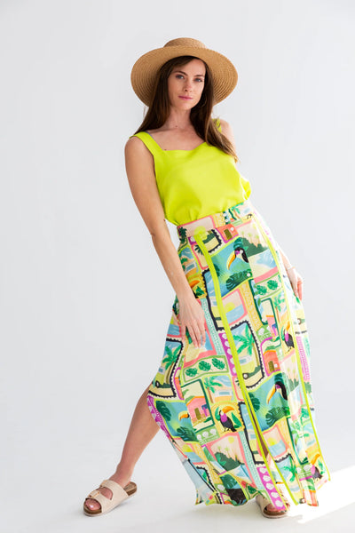 Kinda Santorini Skirt Toucan Print