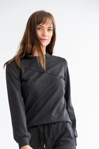 Kinda The Track Top Black Melange