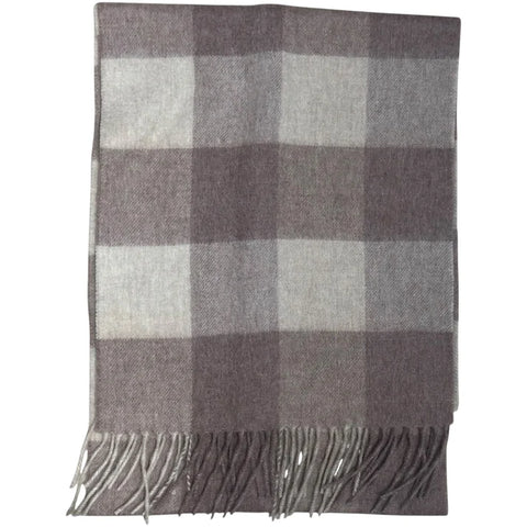 Wool Men's & Women's Scarf - Taupe Plaid