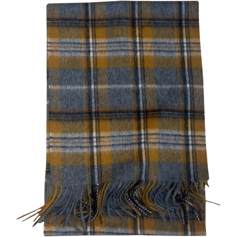 Wool Men's & Women's Scarf - Mustard Grey Check