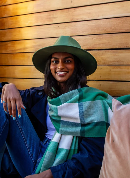 Green Plaid Pashmina Scarf