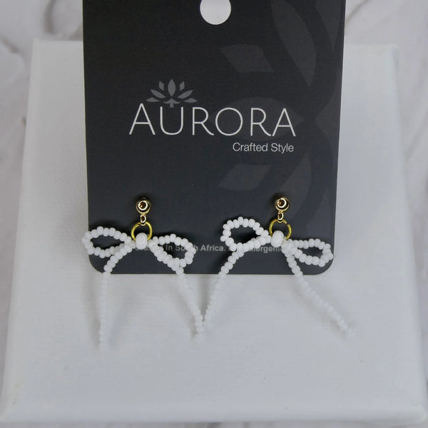 Aurora Beaded Bows White Gold