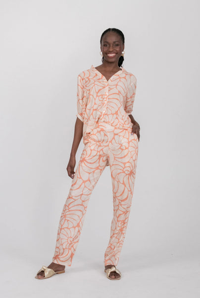 Gabi Blouse Coral Shell Print
