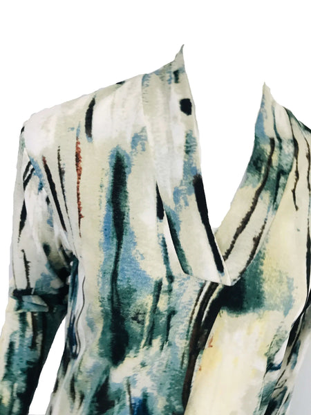 Shawl Neck Long Sleeve Top – Sage Multi