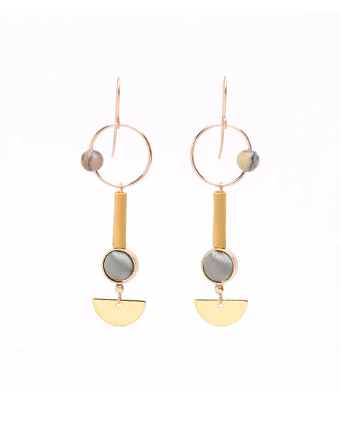 Jets Earrings Gold Ochre / Sage