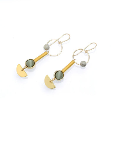 Jets Earrings Gold Ochre / Sage