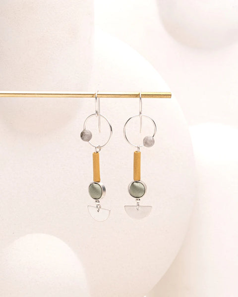 Jets Earrings Silver Ochre / Sage