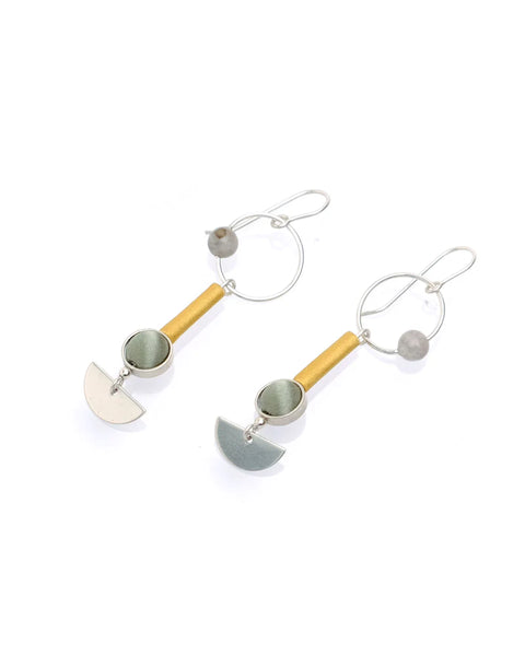 Jets Earrings Silver Ochre / Sage