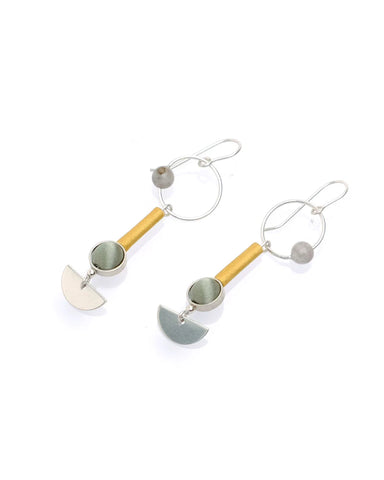 Jets Earrings Silver Ochre / Sage