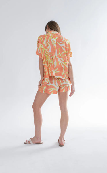 Mariam Shirt Lime Coral Print