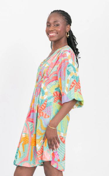 Arniston Short Dress Blue Tiger Print