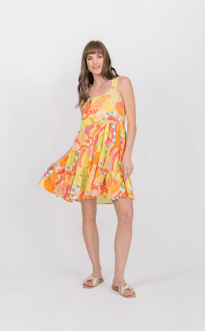 Calypso Dress Lemoncello Tiger Print