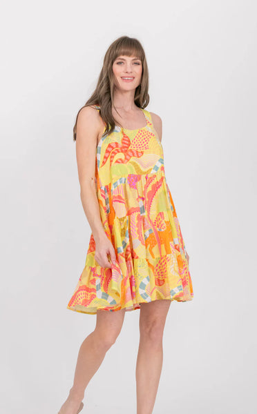Calypso Dress Lemoncello Tiger Print