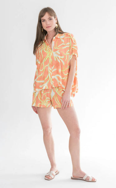 Mykonos Shorts Lime Coral Print