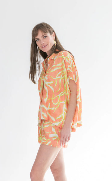 Mykonos Shorts Lime Coral Print