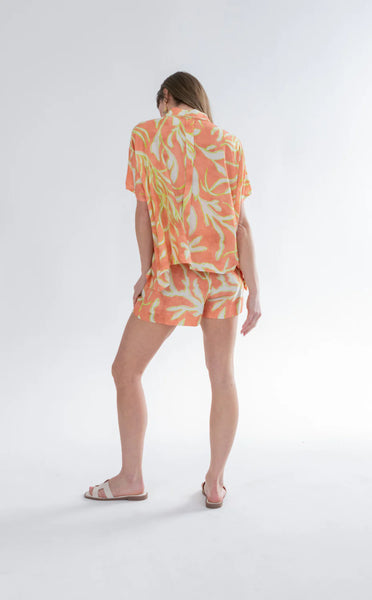 Mykonos Shorts Lime Coral Print